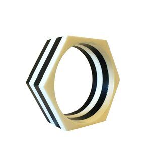 Striped Bangle Plastic Bracelet Contemporary Costume Jewelry